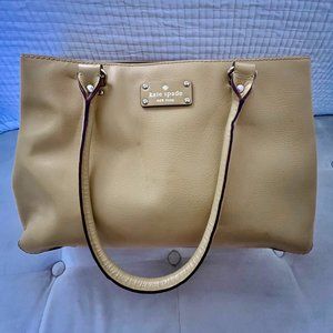 Kate Spade Yellow Shoulder Tote Bag Double Handles Polka Dot Interior